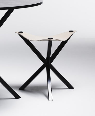 NEB STOOL BLACK WITH WHITE LEATHER SEAT , stool - Per Soderberg | No Early Birds, alimitlessworld
