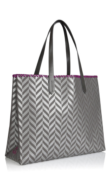 Tote bag Edna at Anatolia in Silver Grey with purple lining , Tote bag - Misela, alimitlessworld
