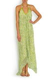 SCARF DRESS Green Sea Shimmer in silk , Dress - BEACH CANDY, alimitlessworld
 - 1