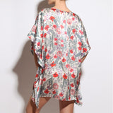 KAFTAN ZOE IN WHITE FLOWER PRINTS SILK , Kaftan - MY JEMMA, alimitlessworld
 - 2