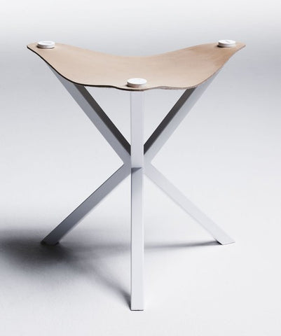 NEB STOOL - WHITE WITH NATURAL LEATHER SEAT , stool - Per Soderberg | No Early Birds, alimitlessworld
 - 1