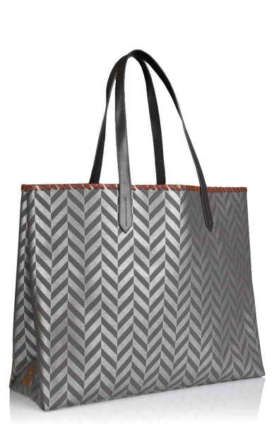 Tote bag Edna at Anatolia in Silver grey with tangerine lining , Tote bag - Misela, alimitlessworld
