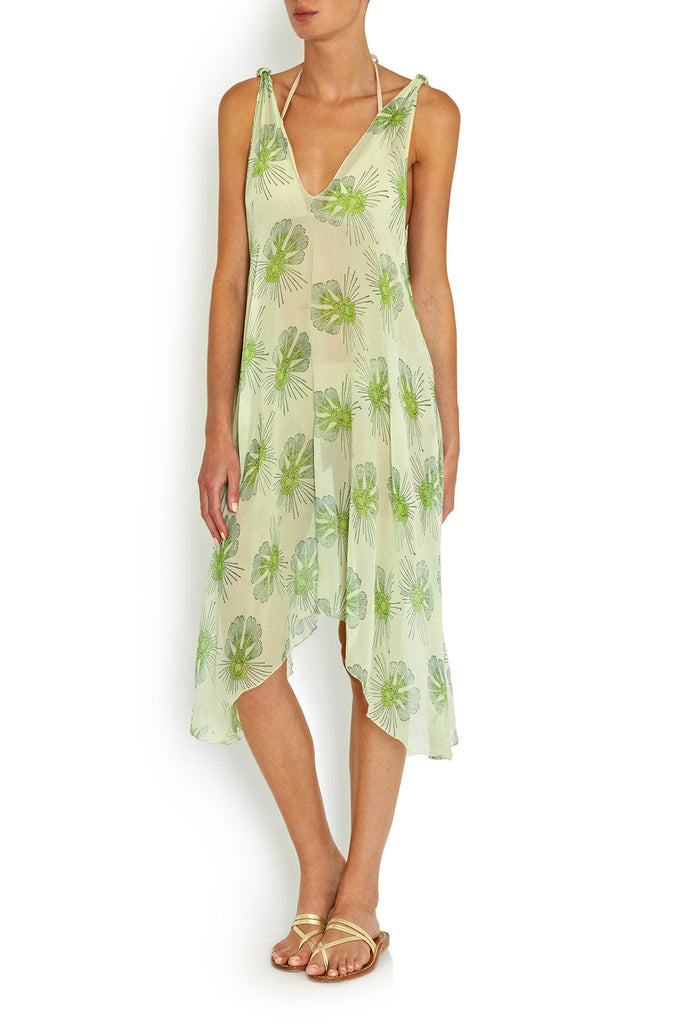 Rosie Dress Green Flying Fish in SILK A LIMITLESS WORLD Ltd Rosie Dress Green Flying Fish in SILK A LIMITLESS WORLD Ltd